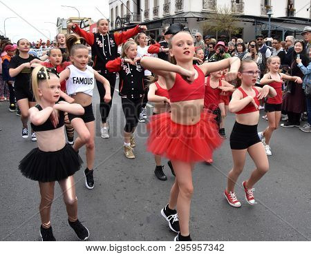 Bowral, Australia - Sept 22, 2018. Tulip Time Street Parade Features Marching Bands, Various Floats 