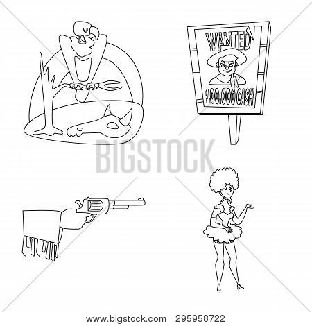 Vector Design Of Western And American Sign. Collection Of Western And Farm Stock Vector Illustration