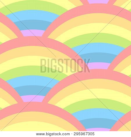 Seamless Abstract Pattern With Repeated Colorful Rainbow Background