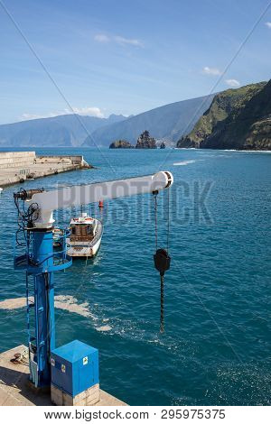 Porto Moniz, Madeira, Portugal - April 18, 2018: Fishing Port And Marina In Porto Moniz On The North