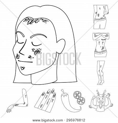 Vector Design Of Disease And Healthcare Icon. Set Of Disease And Pain  Vector Icon For Stock.