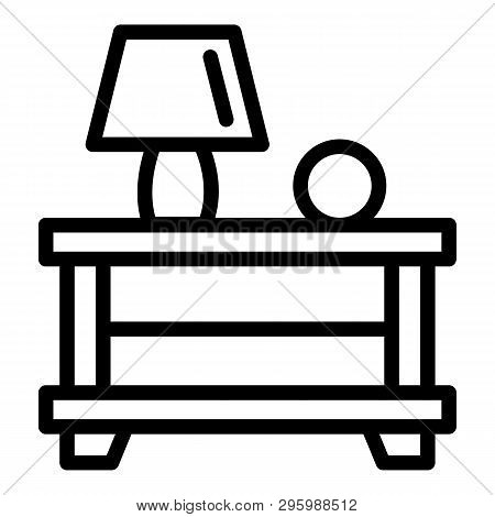 Lamp On The Bedside Table Icon. Outline Lamp On The Bedside Table Vector Icon For Web Design Isolate