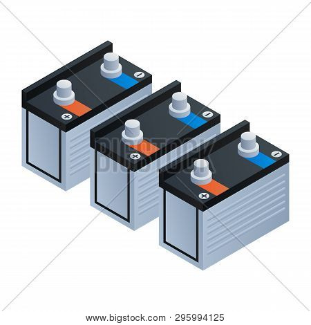 Pack Of Battery Icon. Isometric Of Pack Of Battery Vector Icon For Web Design Isolated On White Back