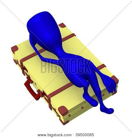 Vista azul marioneta Lay en maleta Squary