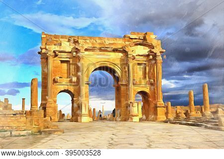 Trajans Arch Colorful Painting Looks Like Picture