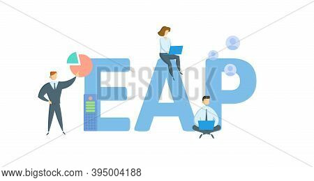 Eap, Employee Assistance Program. Concept With Keywords, People And Icons. Flat Vector Illustration.