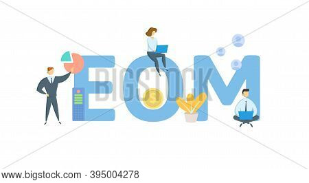 Eom, End Of Month. Concept With Keywords, People And Icons. Flat Vector Illustration. Isolated On Wh