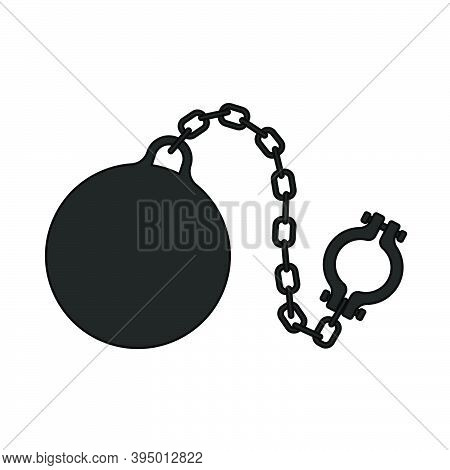 Fetter With Ball Icon. Editable Outline With Color Fill Design. Vector Illustration.