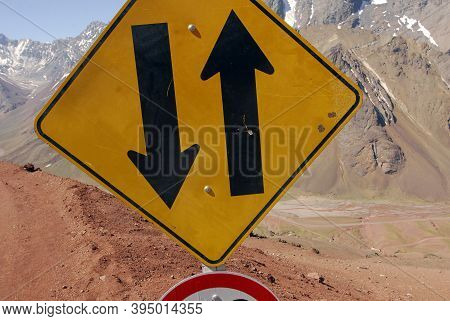 Contraflow Lane Traffic Sign Or Road Sign