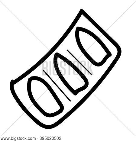 Rectal Suppositories - Medicine, Coloring Book, Isolated Object, Black And White, Vector Medical Doo