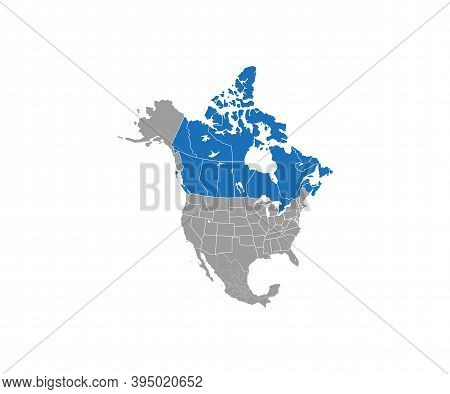 Canada On North America Map Vector. Vector Illustration.