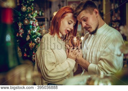 Lovely. Smiling Family, Caucasian Couple Looking For Home Decoration And Holidays Gifts In Household