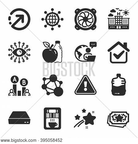 Set Of Business Icons, Such As Computer Fan, Coffee Maker, Ab Testing Symbols. Artificial Intelligen