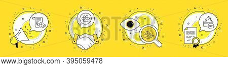 Skin Care, Medical Prescription And Pets Care Line Icons Set. Megaphone, Licence And Deal Vector Ico