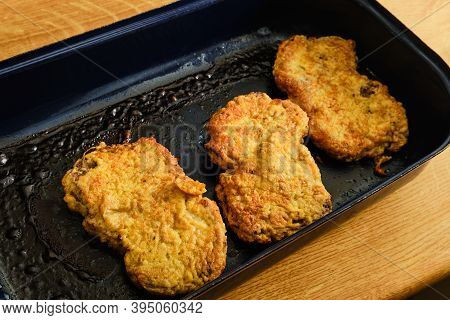 Tasty Inside Out Roest Beef Schnitzel On Cooking Pan
