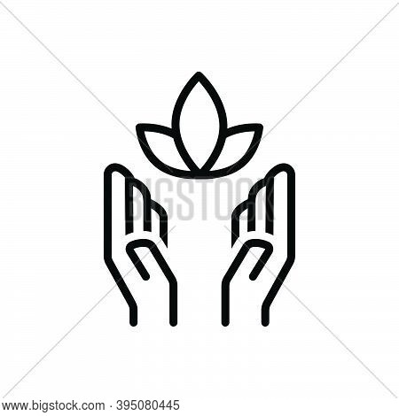 Black Line Icon For Soul Inspiration Feeling Psyche Yoga Healthy Flower Meditation Natural Prevent
