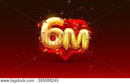 Thank You Followers Peoples, 6m Online Social Group, Happy Banner Celebrate, Vector
