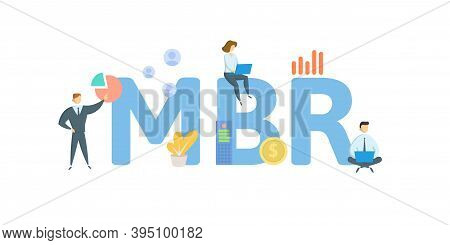 Mbr, Monthly Business Review. Concept With Keywords, People And Icons. Flat Vector Illustration. Iso