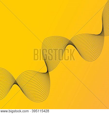 Wave, Lines, Abstract, Yellow Background. Vector Illustration