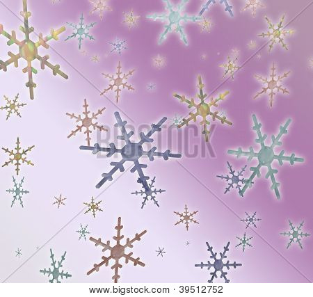 Flakes หิมะบนพื้นหลังสีม่วง