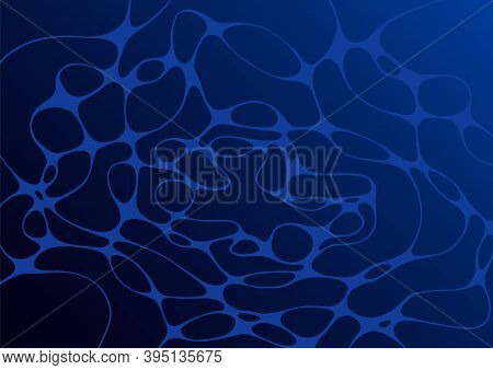 Dark Blue Stream Gradient Background With Fluid Grid Elements. Futuristic Connections Composition. C