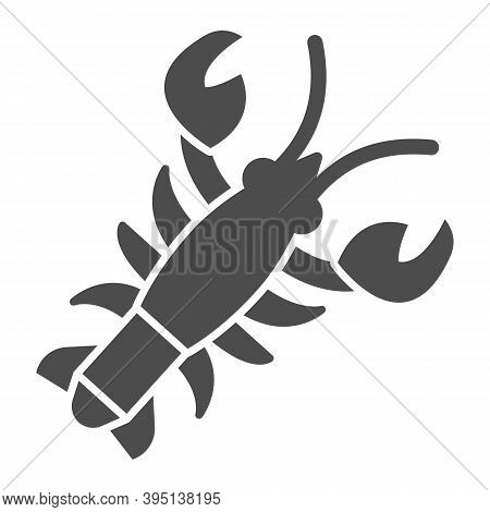 Crayfish Solid Icon, Fish Market Concept, Lobster Sign On White Background, Crawfish Icon In Glyph S