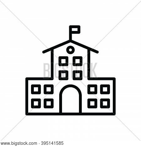 Black Line Icon For College Educational Institution Academic Graduation Building Primary School Univ