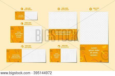 All Social Media Modern Linear Template. With Yellow Mask Area. Profile Photo. Ready Template.
