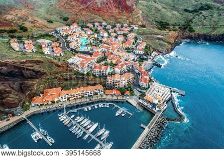 Aerial View Of Quinta Do Lorde Smal Village Hotel On Coast Of The Portuguese Island Of Madeira With 