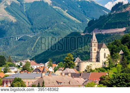 Old town Eisenerz near iron mine Erzberk, Styria, Austria