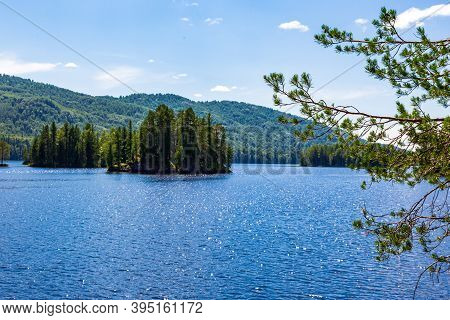 Islands On Lake Tagasuk. Siberia, Krasnoyarsk Region, Russia