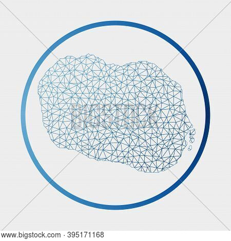 Rarotonga Icon. Network Map Of The Island. Round Rarotonga Sign With Gradient Ring. Technology, Inte
