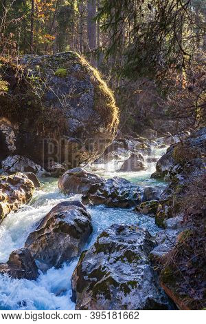 Ramsauer Ache Torrent Is The Outlet Of The Hintersee Near Ramsau In The Berchtesgadener Land Nationa