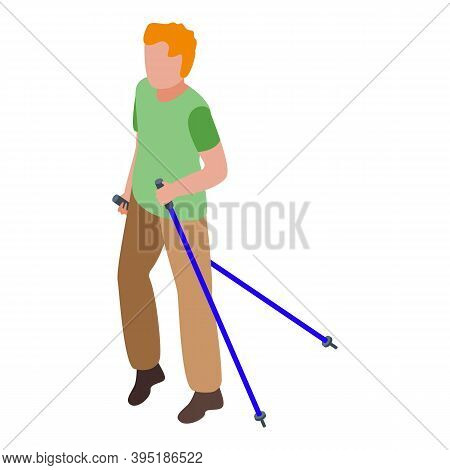 Nordic Walking Icon. Isometric Of Nordic Walking Vector Icon For Web Design Isolated On White Backgr