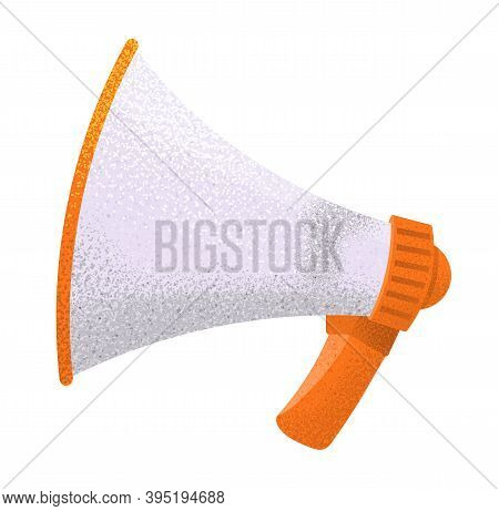 Megaphone Flat Vector Illustration, Loudspeaker Sound Amplification Device On White Background. Mout