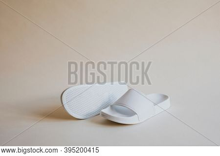 White slide sandal summer beach slippers
