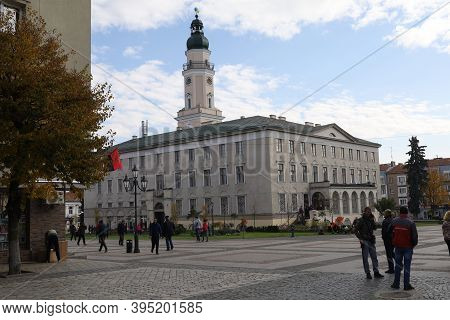Drohobych, Ukraine - October 23, 2020: City Hall Building