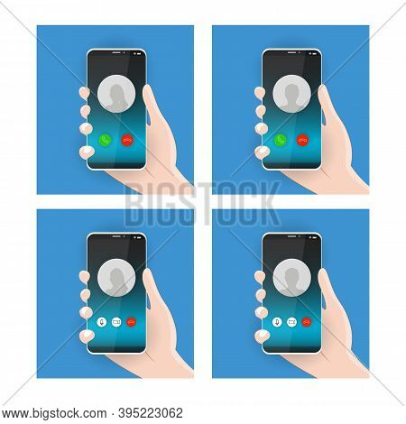Realistic Modern Smatphones. A Phone Call. Icons Of Men And Women. Mockup. Cellphone Frame With Disp
