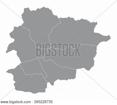 The Andorra Isolated Map Divided In Administrative Areas