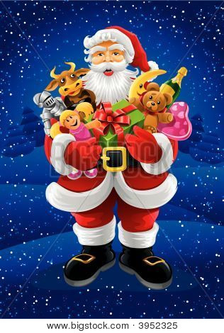 Vetor Natal Papai Noel com presentes