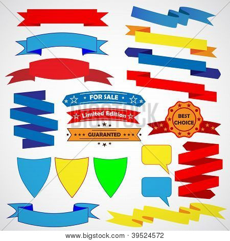 Vintage stylish ribbons. Colored. For web. Vector illustration