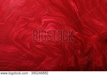 Red Shimmer And Glitter Abstract Background. Make Up Concept.beautiful Stains Of Liquid Nail Laquers