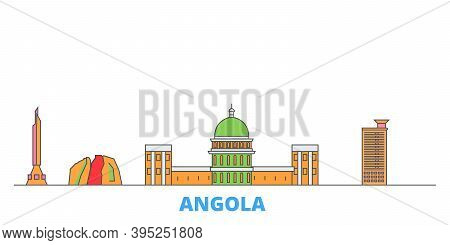 Angola Line Cityscape, Flat Vector. Travel City Landmark, Oultine Illustration, Line World Icons