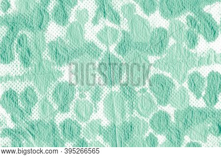 Watercolor Blots. Green Or Neo Mint Color. Abstract Rough Aquarel Effect. Boho Mud Art Pattern. Care