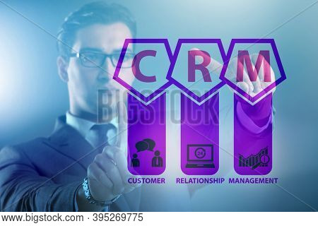 CRM custromer relationship management concept with businessman