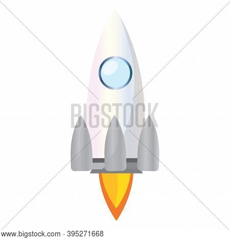 Isolated Space Rocket White Road To Sapace Icon - Vector