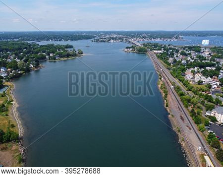 Aerial View Of North River And Danvers River At Salem Harbor In City Of Salem, Massachusetts Ma, Usa
