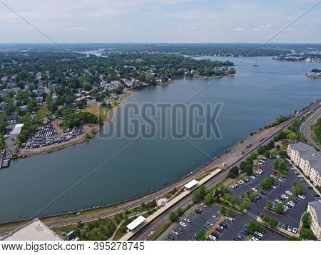 Aerial View Of North River And Danvers River At Salem Harbor In City Of Salem, Massachusetts Ma, Usa