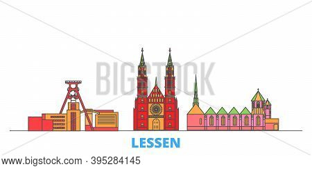Germany, Lessen Line Cityscape, Flat Vector. Travel City Landmark, Oultine Illustration, Line World 