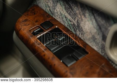 Novosibirsk, Russia - November 16, 2020: Nissan Terrano, Close Up Of A Door Control Panel In A New M